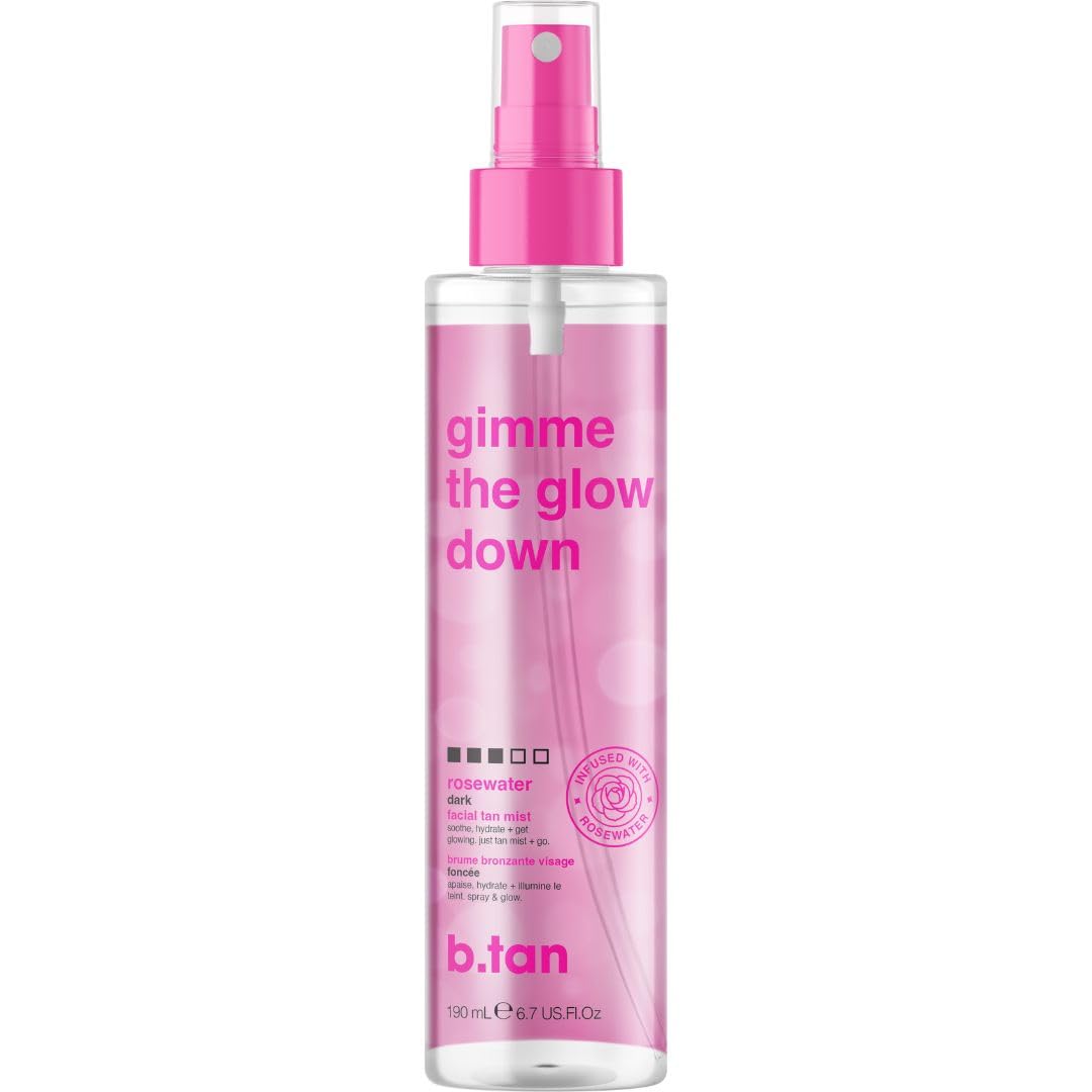 b.tan Clear Face Tan Mist | Gimme The Glow Down - Gradual Bronzing Self Tanning Water, Infused with Rosewater, Vegan, Cruelty Free, 6.7 Fl Oz