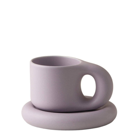 ZSQZJJ Ceramic Coffee Cup, Creative Cute Cup with Coaster Mug Good-Looking Coffee Cup Milk Tea Cup Ceramic Mug Valentine's Day Gift