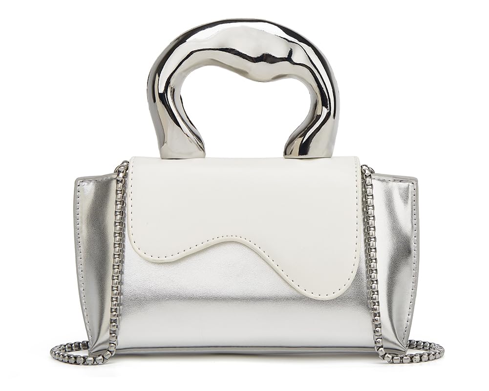 Small Silver Bag Crossbody Bags Satchels Y2K Evening Bags Handbag for Women Hobo Bags Shoulder Bags Tote Bag for Women 2024, C White Silver, One Size