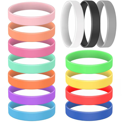 14 Pcs Rubber Bracelets, YalsFTY Silicone Bracelet Men Rubber Wristbands, 14 Color Mixed