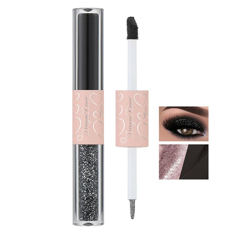 Easilydays Black Liquid Glitter Eyeshadow, Long Lasting, Quick-Drying, Opaque, 2 In 1 Double Headed Shimmer Eyeliner + Eye Shadow, Creates High-Impact, Multi-Dimensional Eye Looks, Disco Queen (04)