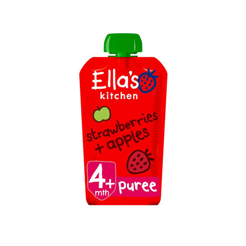 Ellas Kitchen Organic Strawberries + Apples (Pack of 21 Pouches), Weaning Stage 1, 4+ Months Baby Food, 120g Pouch
