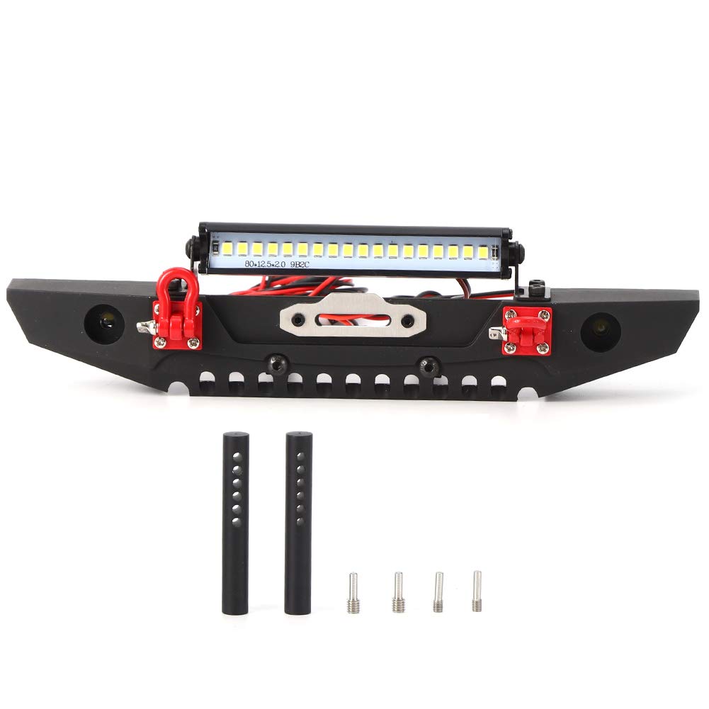 RC Front Bumper Anticollision Front Bumper Car Front Bumper with Spolights RC Car Parts Fit for TRX4 Axial SCX10 90046 1/10 RC Crawler Car