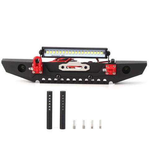 RC Front Bumper Anticollision Front Bumper Car Front Bumper with Spolights RC Car Parts Fit for TRX4 Axial SCX10 90046 1/10 RC Crawler Car