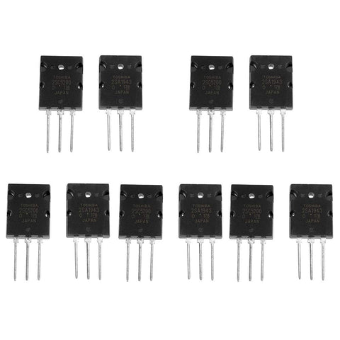 Mumusuki 10Pcs Silicon Epitaxial Power Transistor 2SA1943 2SC5200 Bipolar Power Transistor High Power Matched Audio Transistor Silicon Replacement Black