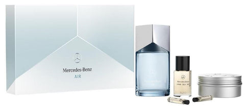 Mercedes-Benz Air for Men - 5 Pc Gift Set 3.4oz EDP Spray, 0.05oz Sea EDP Spray, 0.05oz Land EDP Spray, 1oz LSA Face Beard and Hair Oil, 3.8oz LSA Solid Shower Gel