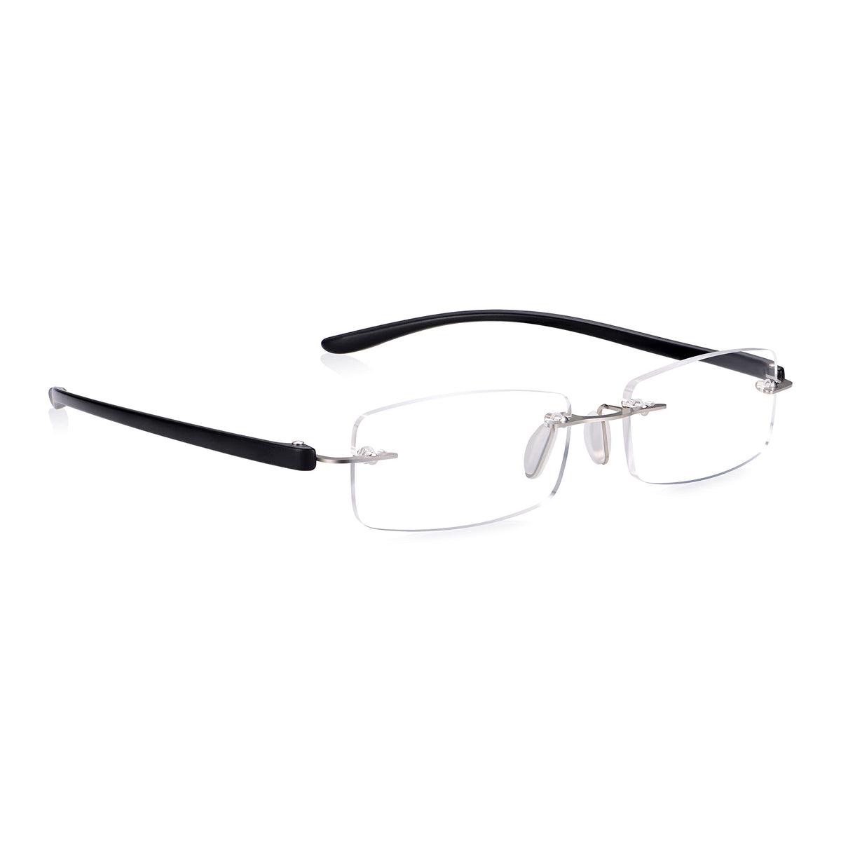 Read Optics Reading Glasses 2.0, Non Prescription Eyewear, Rim Free Design in Silver & Matt Black, Lightweight Stylish Specs