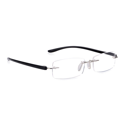 Read Optics Reading Glasses 2.0, Non Prescription Eyewear, Rim Free Design in Silver & Matt Black, Lightweight Stylish Specs