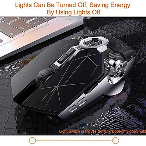 7 Color LED Gaming Mouse Wireless Mouse Gaming USB Backlit Rechargeable for PC (Black)