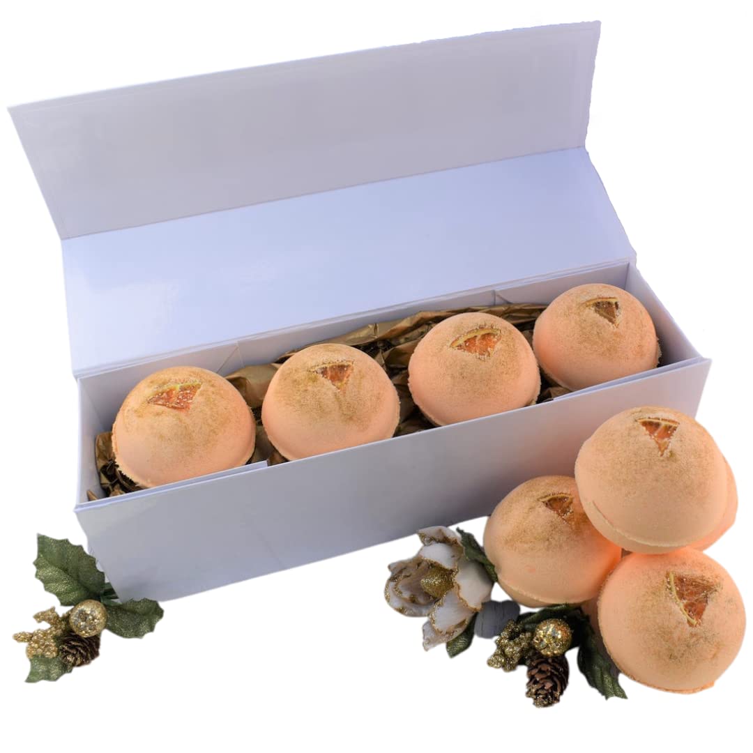 Christmas Fizz & Clementine Luxury Large Bath Bombs x4 Handmade by Fizzy Fuzzy.