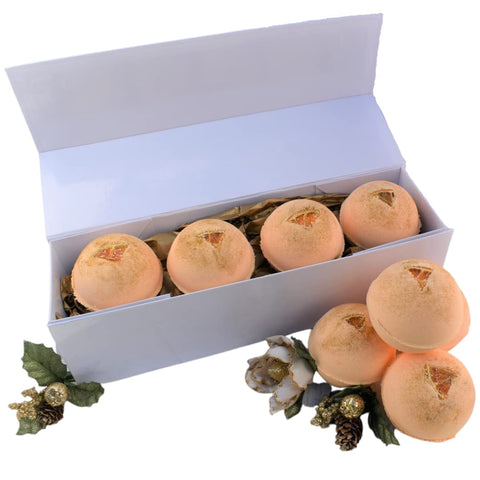 Christmas Fizz & Clementine Luxury Large Bath Bombs x4 Handmade by Fizzy Fuzzy.