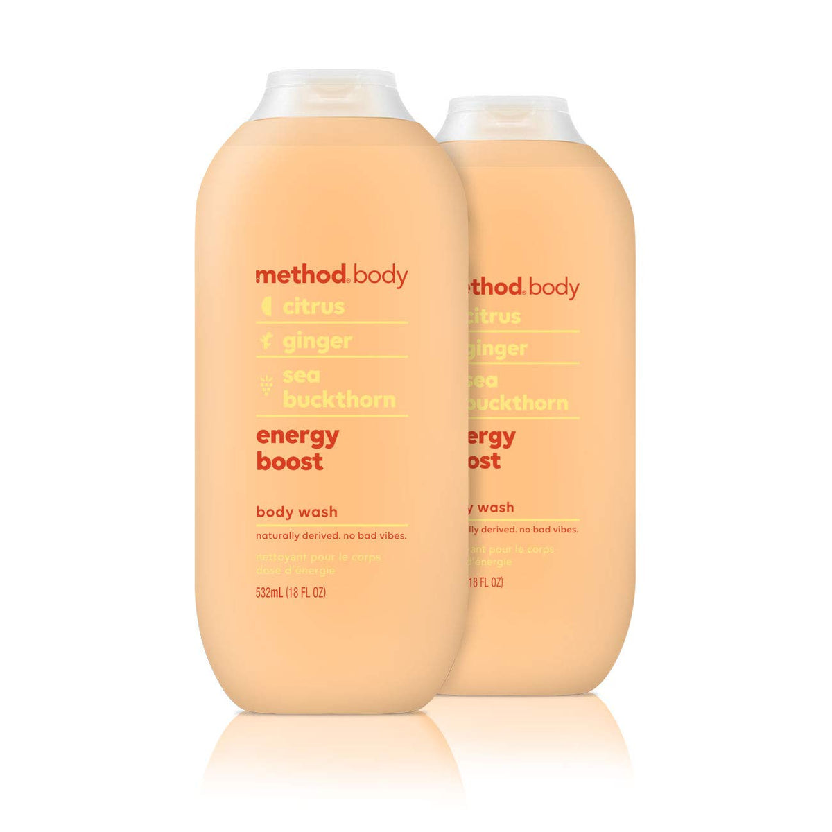 Method Body Wash, Energy Boost, 18 oz, 2 pack, Packaging May Vary