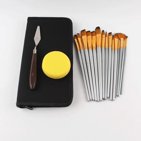 INFINITY Artist Paint Brush Set with Zipper Carry Case Black