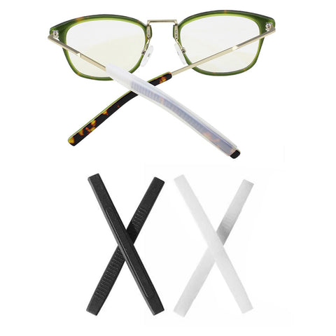 KECHIO Eyeglass End Tips Silicone Eye Glasses Temple Tips Anti-Slip Elastic Glasses, Black/White, Large