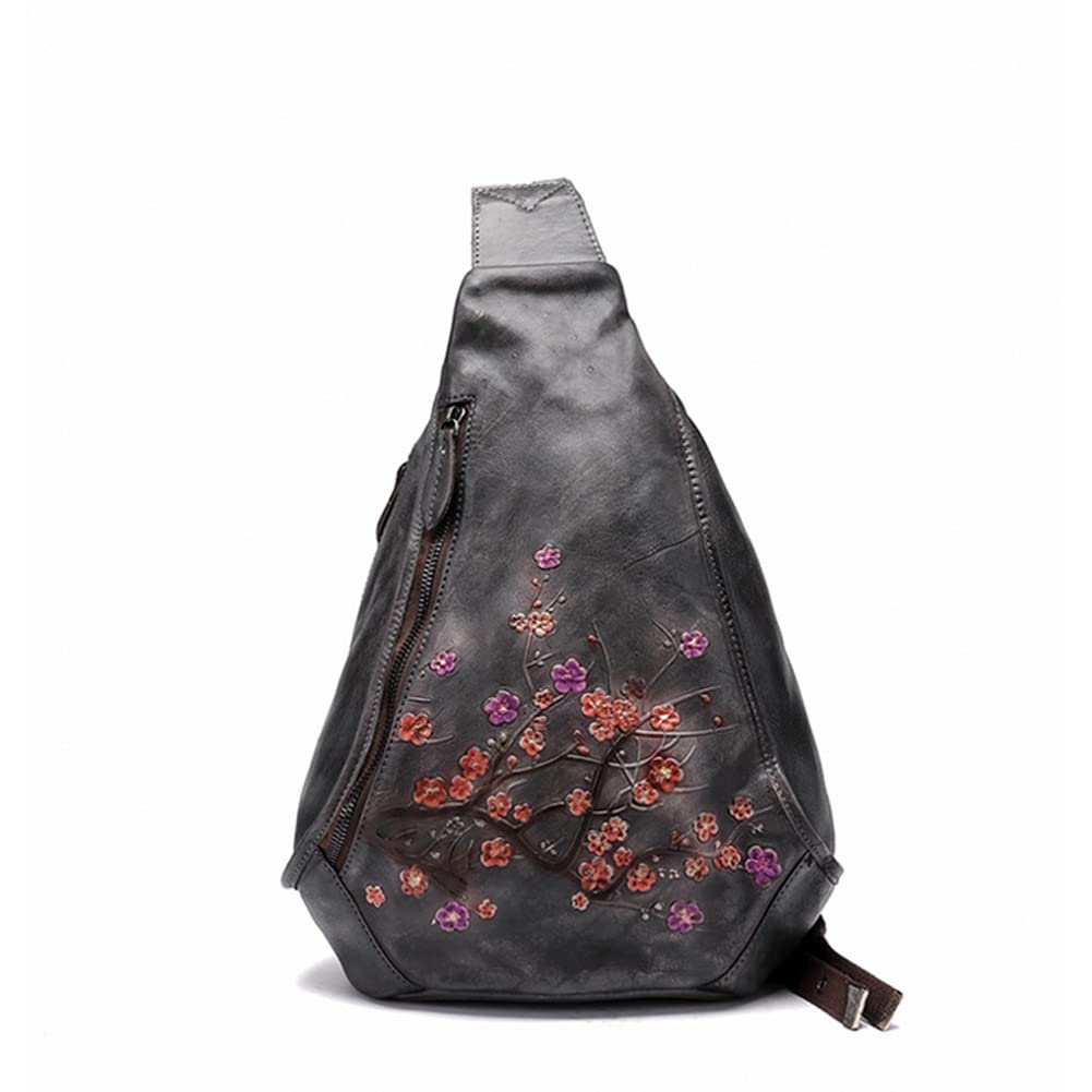 Segater Genuine Leather Sling Bag for Women Men Vintage Handmade Chest Backpack Casual Crossbody Daypack Shoulder Satchel