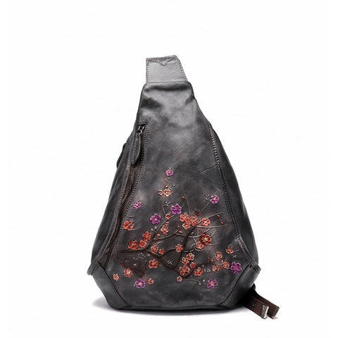 Segater Genuine Leather Sling Bag for Women Men Vintage Handmade Chest Backpack Casual Crossbody Daypack Shoulder Satchel