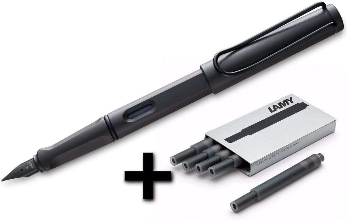 Lamy Safari Fountain Pen (17F) Umber + 5 Black Ink Cartridges (1203886)