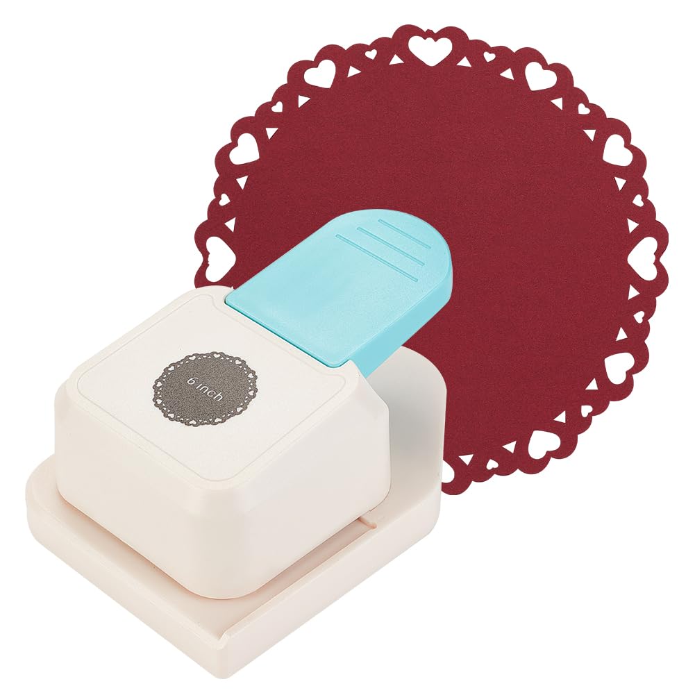 FINGERINSPIRE Paper Corner Punch 6 inch Full-Edge Paper Punch Round Lever Action Craft Punch Heart Wreath Shape Embossing Punch Plastic Craft Puncher for Paper Crafting Scrapbooking Supplies