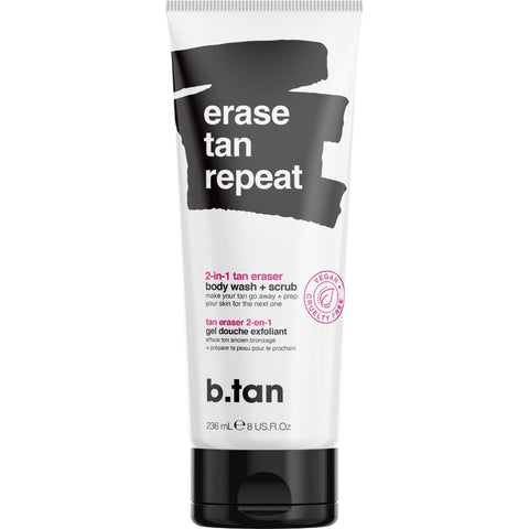 B.TAN Sunless Tan Remover & Body Wash | Erase Tan Repeat - 2-in-1 Exfoliator Scrub and Body Wash, Self Tan Eraser, 8 Fl Oz