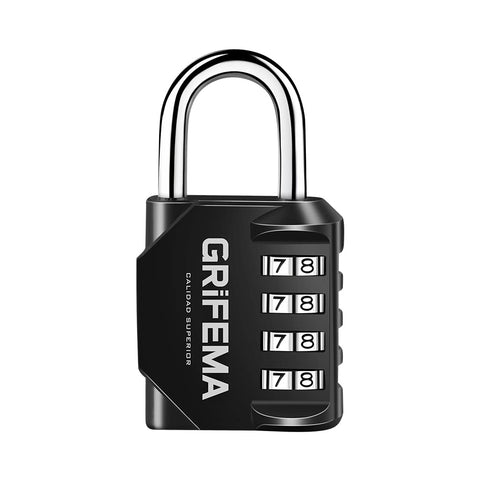 GRIFEMA Combination Padlocks with 4 Digit Code, Locker Padlock Outdoor Heavy Duty Weatherproof for School Gym Locker Cabinet, Garage, Gate, Shed GA1001-1 (1 Pack), Black