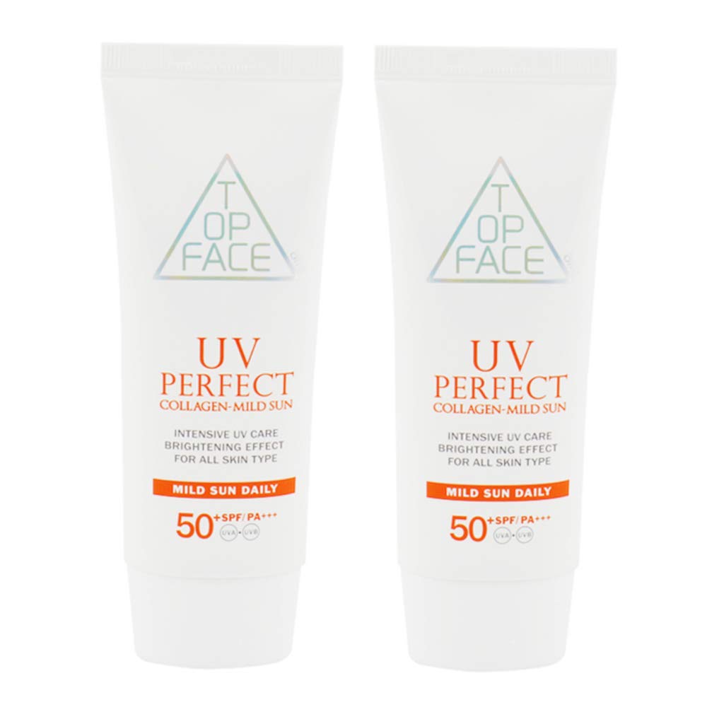 arraTOPFACE UV Perfect Collagen-Mild Sun SPF50+/PA+++ 70ml / 2.37 fl.oz (Pack of 2) UVA UVB blocking, Physical sunscreen.