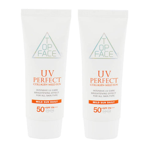 arraTOPFACE UV Perfect Collagen-Mild Sun SPF50+/PA+++ 70ml / 2.37 fl.oz (Pack of 2) UVA UVB blocking, Physical sunscreen.