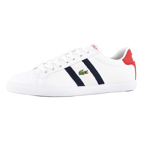 Lacoste Men's Grad Vulc 120 2 P Sneaker, White/Navy/Red, 8.5