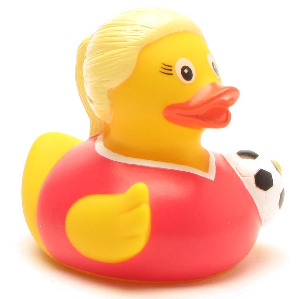 Duckshop Rubber Duck Football Player I Squeaky Duck - L: 8 cm I Includes Bath Duck Keyring in Set