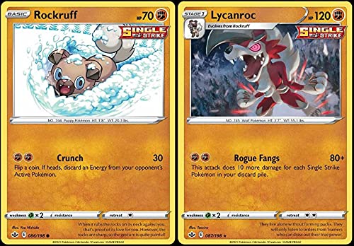 Chilling Reign Lycanroc - Evolution Card Lot - Lycanroc Single Strike 087/198 - Rare 2 Card Lot