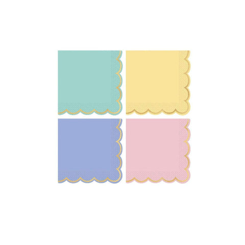 amscan 51777704 Spring Pastel Scalloped Party Napkins | 16 ct, Multicolor