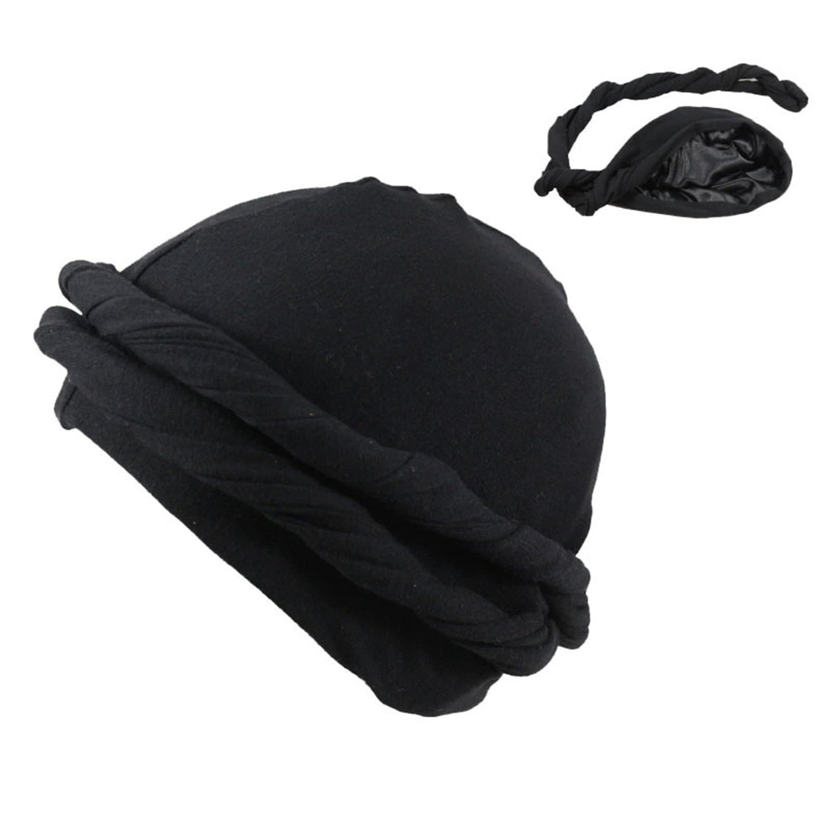 Men Halo Turban Durag Men Head Wraps Turban Satin Lined Head Scarf Sun Protection Breathable Solid Color Turban for Outdoor Sports Jogging Cycling Climbing Black