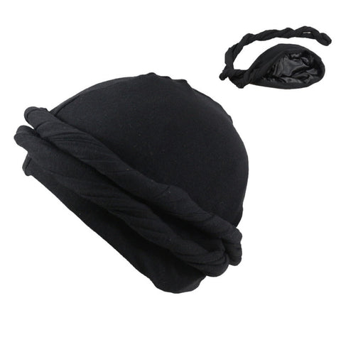 Men Halo Turban Durag Men Head Wraps Turban Satin Lined Head Scarf Sun Protection Breathable Solid Color Turban for Outdoor Sports Jogging Cycling Climbing Black