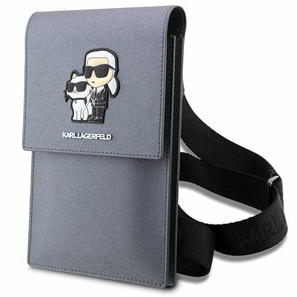 KARL LAGERFELD Bag KLWBSAKCPMG Silver Saffiano Karl & Choupette, silver