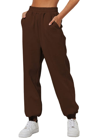 Yovela Womens Brown Sweatpants Comfy Cotton Brown Gym Pants Trendy Warm Lounge Trousers with Pockets Brown XL
