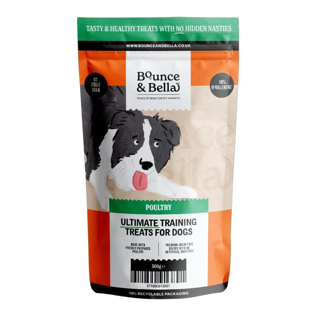 Bounce and Bella Grain Free Dog Training Treats - 800 Tasty & Healthy Treat Pack - 80% Fresh Poultry Meat, 20% Potato & Sweet Potato - Hypoallergenic Treats for Dogs with Sensitive Stomachs (1 pack)
