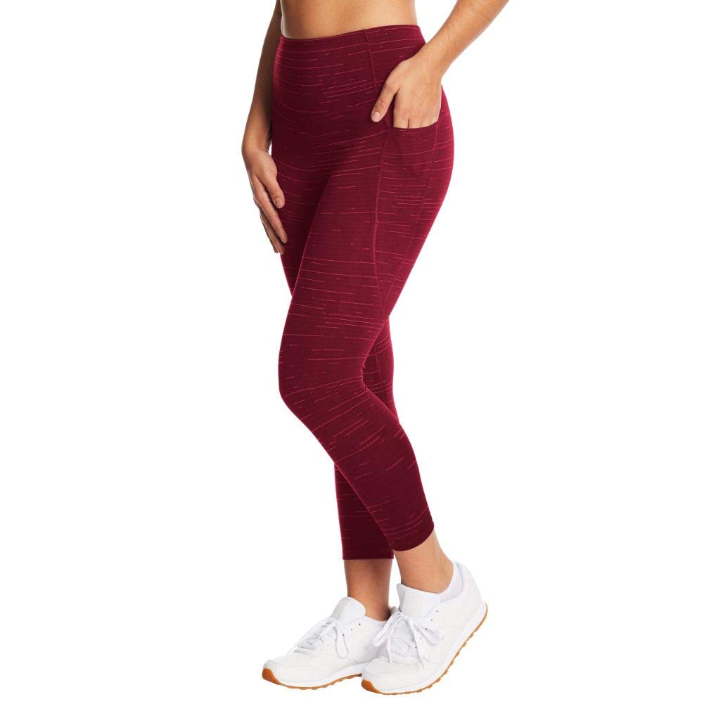 C9 Champion Women's High Waist Cropped Legging, Mulled Berry/Patrol Red, M