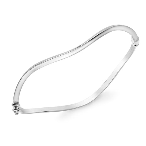 Carissima Gold Women's 9ct White Gold Triangular Tube Wave Bangle