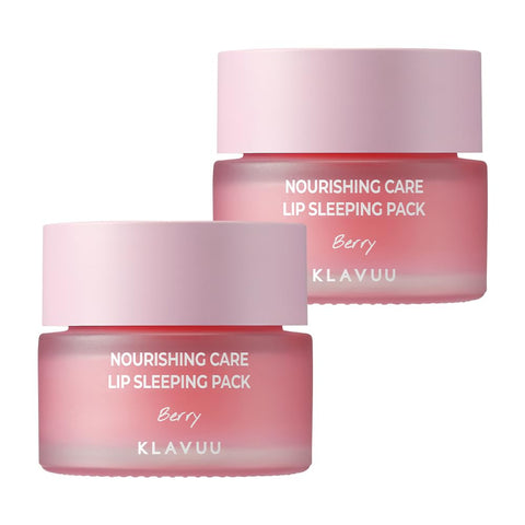 Klavuu Lip Mask Set (2PCS) - Overnight Deep Hydrating Korean Lip Balm Treatment for Very Dry, Chapped Lips | Lip Lightening & Plumping with Instant Hydration | Gentle Exfoliating (Berry & Berry)
