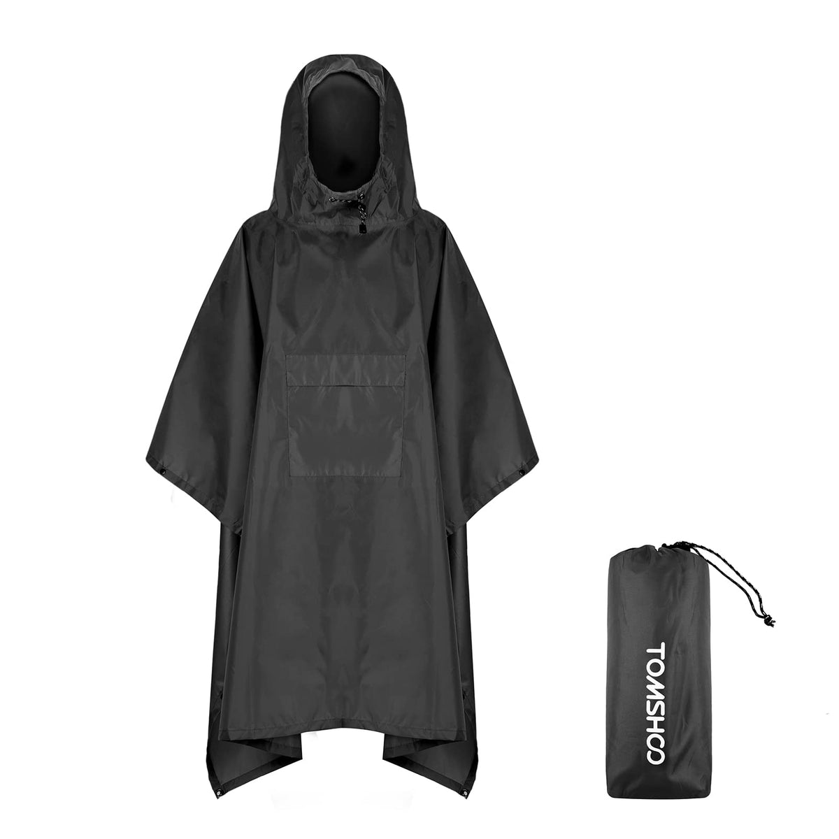TOM SHOO Rain Poncho, Raincoat, Waterproof Camping Tent, Tarpaulin, 3-in-1 Multifunctional rain Cover for Hunting, Camping, Hiking and Cycling.