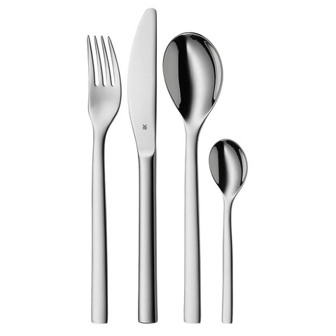 WMF Nuova 4-Piece Cutlery Set for 1 Person Monobloc Knife Polished Cromargan Stainless Steel Dishwasher Safe