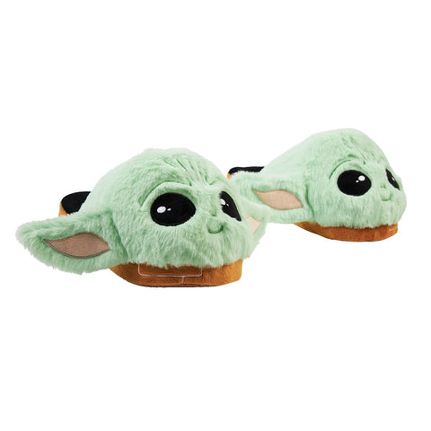 Disney Women's Slippers, Fluffy 3D Non Slip - Baby Yoda Gifts (Green Baby Yoda, 4.5-5)