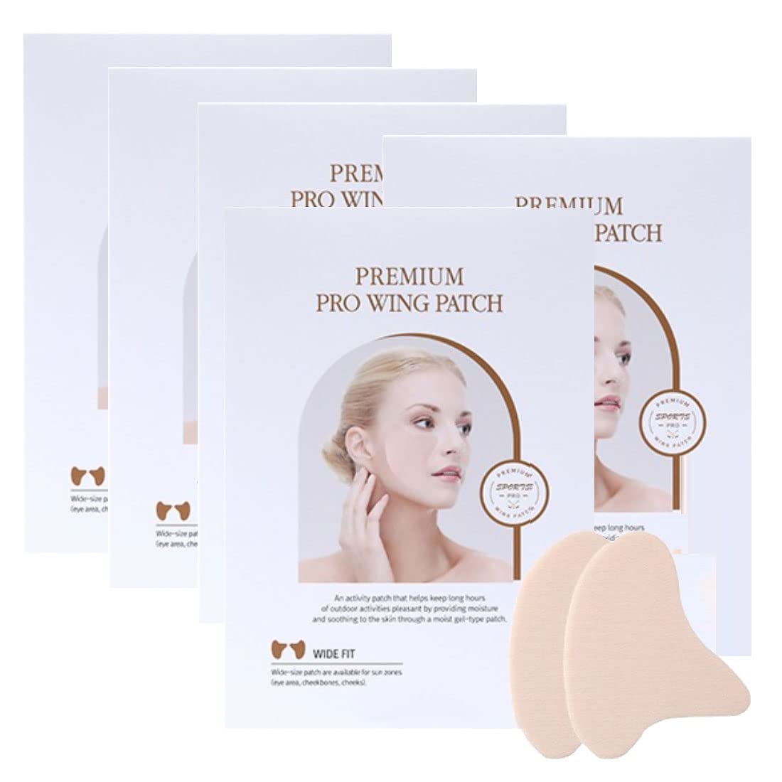 RiRe Premium Pro Wing UV Protection Golf Patch 5-Pairs Outdoor and Sports Activities, Golf, Hiking, Fishing, Climbing, Cycling, Centella Asiatica Extract Facial Sunscreen Patch, UV sun block patch