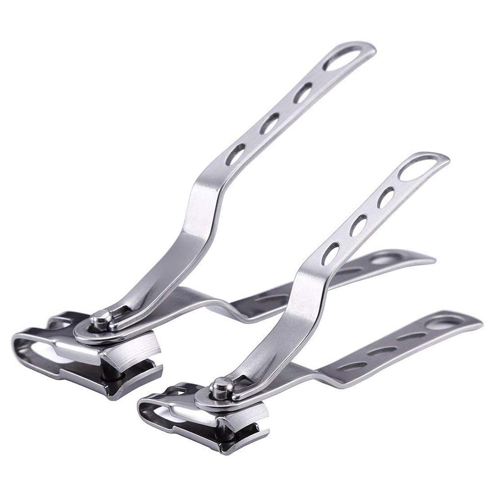 2 Pcs Stainless Steel Nail Clippers, 360 Degree Rotating Head Fingernail & Toenail Cutter Trimmer Tools for Personal Hand/Foot Care, Manicure and Pedicure