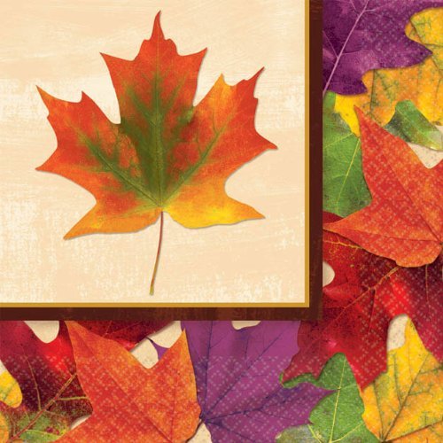 Thanksgiving Fall Foliage Beverage Napkins Celebration Parties Harvest Fun 16 Pk