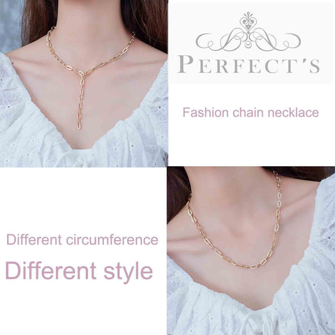Yheakne Boho Link Chain Y Necklace Gold Chain Lariat Necklace Chunky Chain Drop Necklace Paperclip Statement Necklace Jewelry for Women and Girls