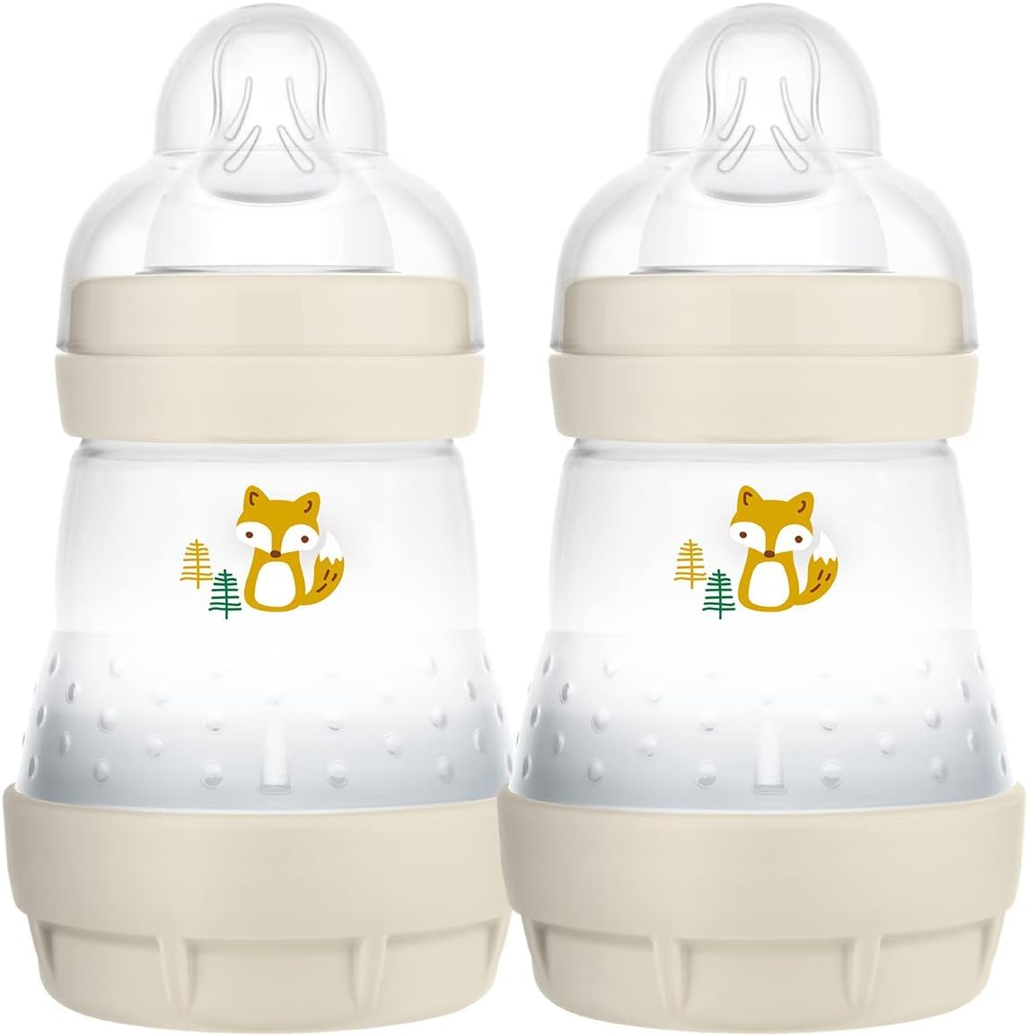 MAM Easy Start Self Sterilising Anti-Colic Baby Bottle 2 Pack (2 x160 ml) with Slow Flow MAM Teats Size 1, Newborn Essentials, Shell (Designs May Vary), light nude pink