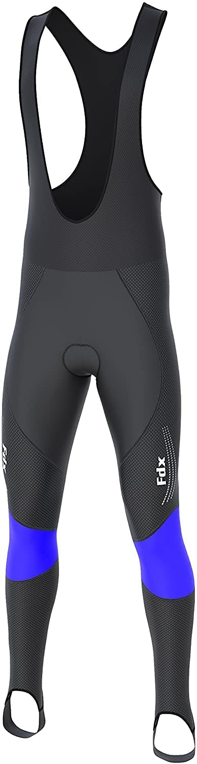 FDX MenÃƒÆ’Ã‚Â¢ÃƒÂ¢Ã¢â‚¬Å¡Ã‚Â¬ÃƒÂ¢Ã¢â‚¬Å¾Ã‚Â¢s Cycling Bib Tights - Padded, Breathable, Italian Roubaix Fabric, Quick Dry Thermal Bike Bib Pants - Thermodream Winter Biking Trouser, Bicycle Riding Leggings(Blue-2XL)