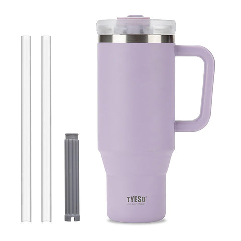 Klaraber Tumbler with Straw and Lid, 40oz Insulated Travel Cup with Straw, Double Wall Stainless Steel Iced Coffee Cup, Leak-Proof Travel Mug, Large Tumbler Cup with Handle (Lilac Purple)