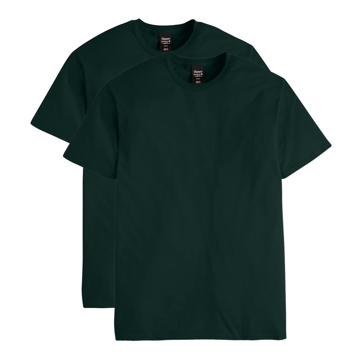 Hanes Men's Nano Premium Cotton T-Shirt (Pack of 2), Deep Forest, Small