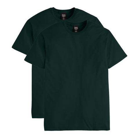 Hanes Men's Nano Premium Cotton T-Shirt (Pack of 2), Deep Forest, Small